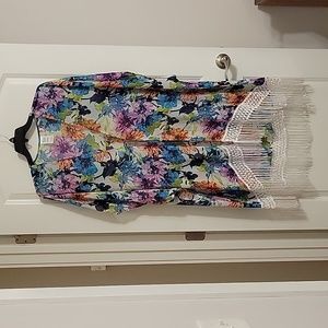 Catalina Women's Bathing Suit Cover 3X/22W-24W MultiColor w/white fringes